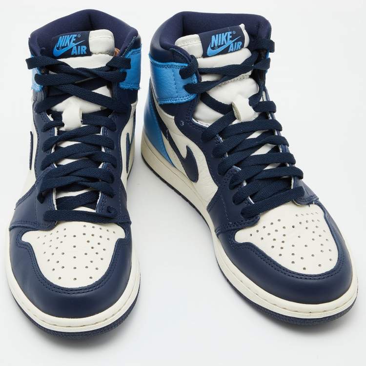 Pre Owned Air Jordans Multicolor Leather Air Jordan 1 High Top Sneakers Size 40