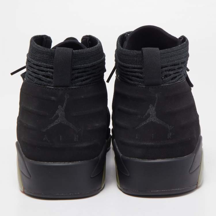 Pre Owned Air Jordan Black Leather and Fabric Flyknit Elevation 23 Sneakers Size 44