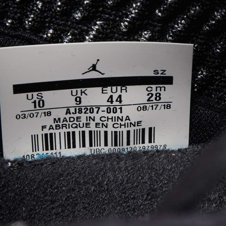 Pre Owned Air Jordan Black Leather and Fabric Flyknit Elevation 23 Sneakers Size 44