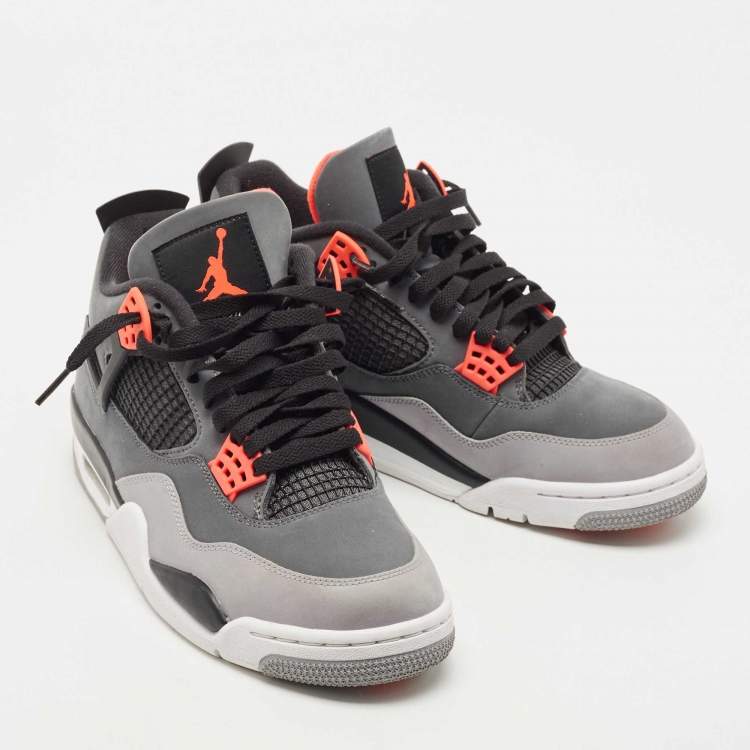 Pre Owned Air Jordan Grey/Red Nubuck Leather 4 Retro Bred Sneakers Size 43