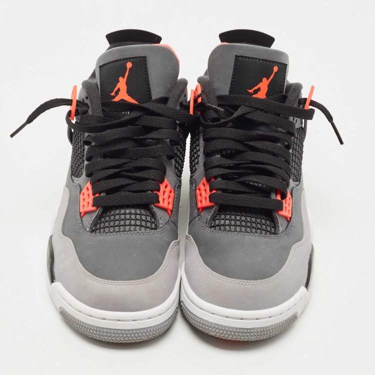 Pre Owned Air Jordan Grey/Red Nubuck Leather 4 Retro Bred Sneakers Size 43