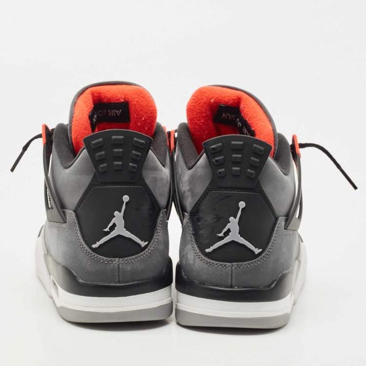 Pre Owned Air Jordan Grey/Red Nubuck Leather 4 Retro Bred Sneakers Size 43