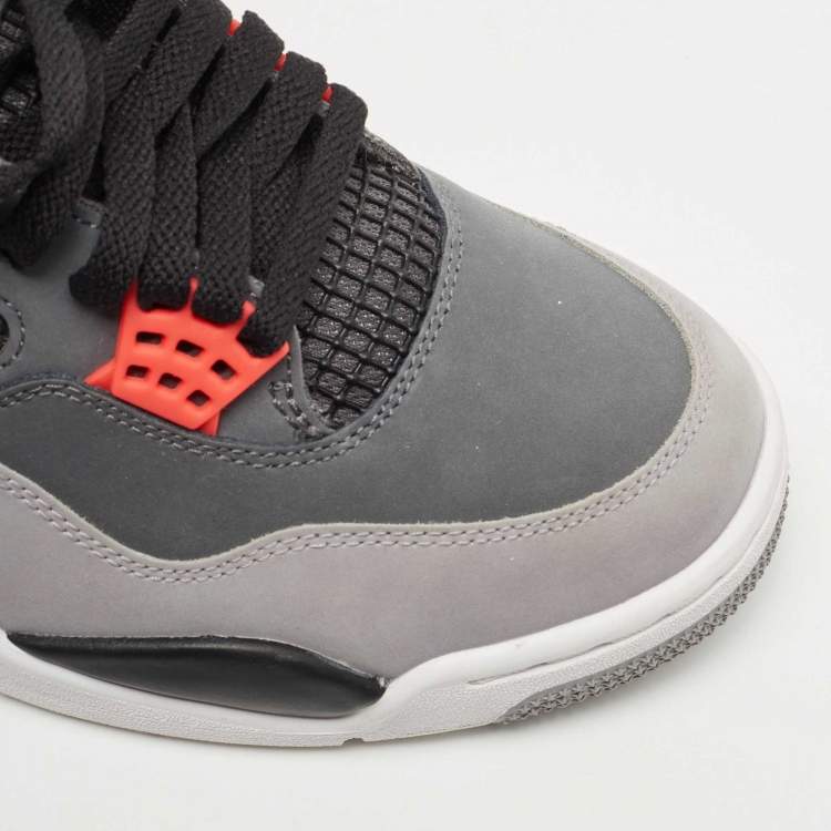 Pre Owned Air Jordan Grey/Red Nubuck Leather 4 Retro Bred Sneakers Size 43