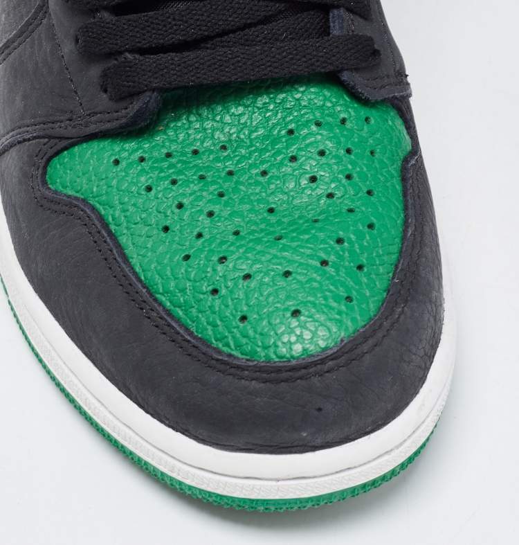 Pre Owned Air Jordans Green Leather Jordan-1-Retro High-Pine-Green-Black Sneakers Size 43