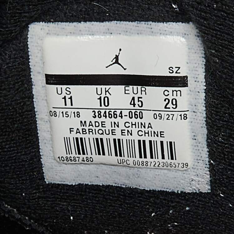 Pre Owned Air Jordan Black Nubuck Leather Jordan 6 Retro Infrared High Top Sneakers Size 45