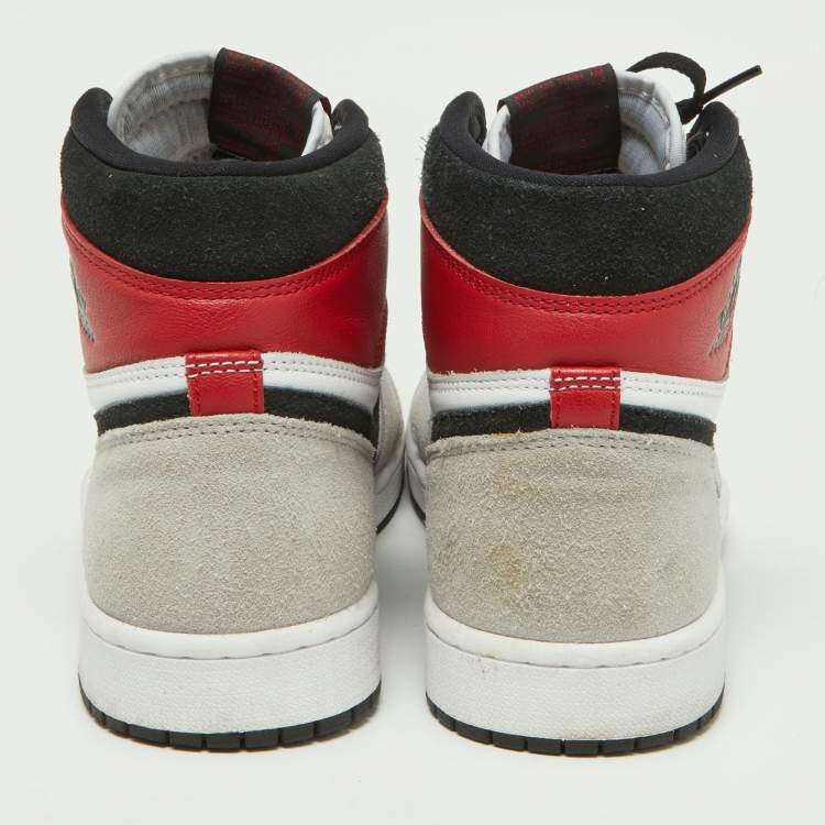 Pre Owned Air Jordan Tricolor Leather and Suede Jordan1 High Light Smoke Grey Sneakers Size 46
