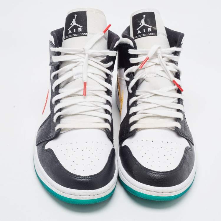 Pre Owned Air Jordan Multicolor Leather Jordan 1 Mid Alternate High Top Sneakers Size 44.5