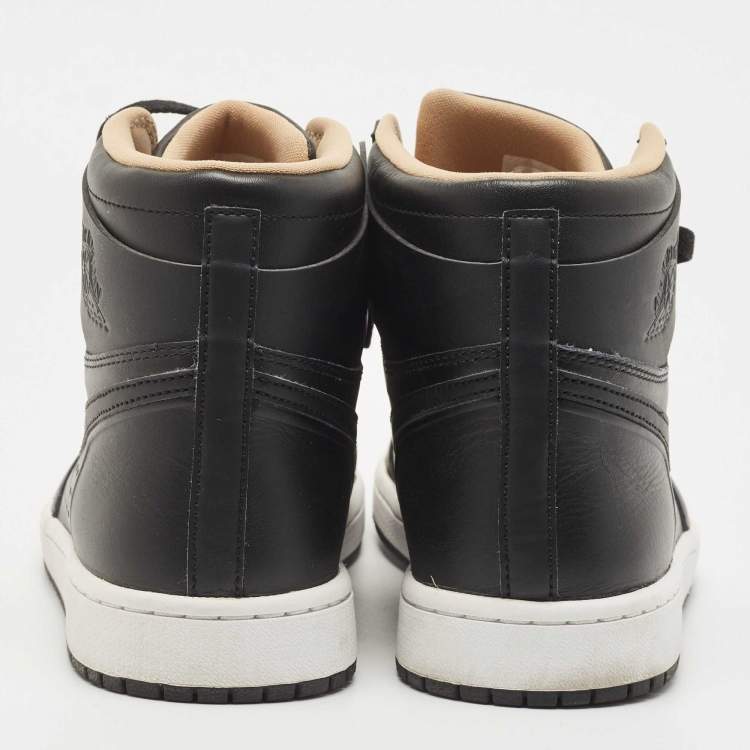 Pre Owned Air Jordan Black Leather Jordan1 Retro High Vachetta Sneakers Size 43