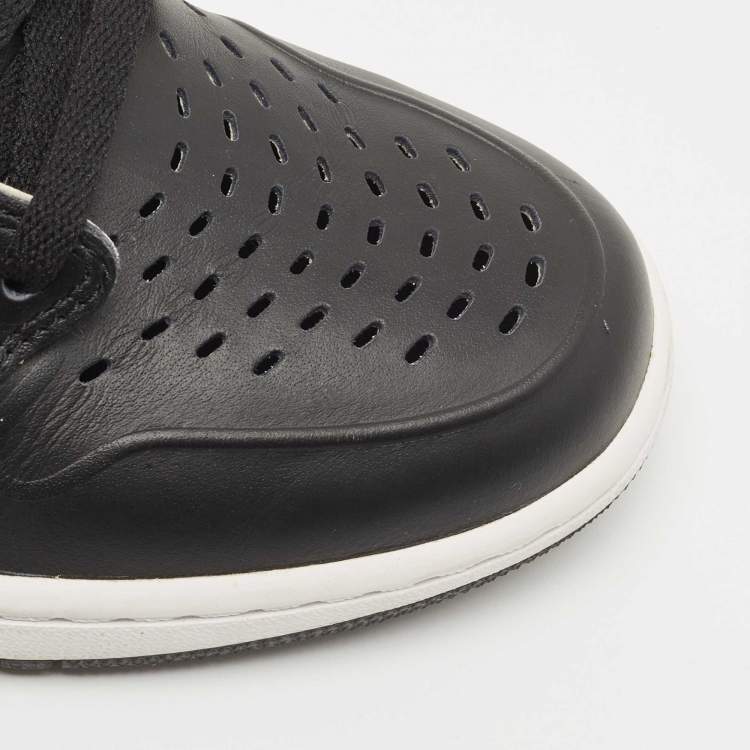 Pre Owned Air Jordan Black Leather Jordan1 Retro High Vachetta Sneakers Size 43