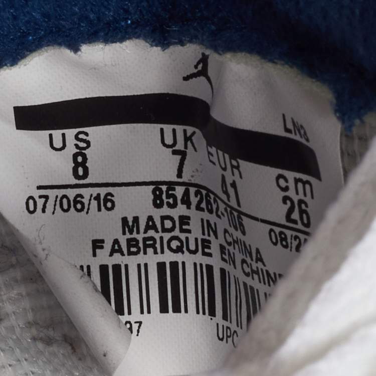 مملوكة مسبقًا Air Jordans White/Blue Leather Jordan 3 Retro OG True Blue Sneakers Size 41