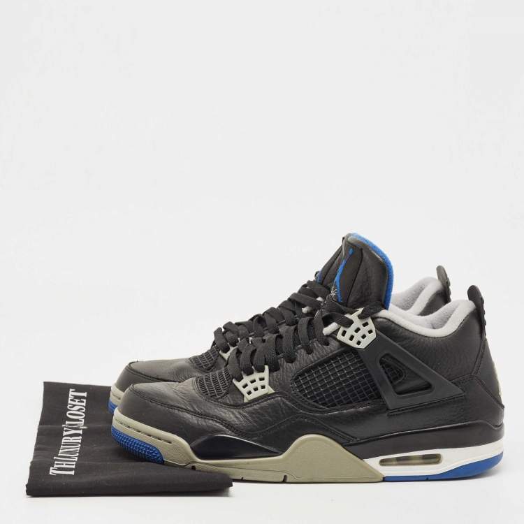 Pre Owned Air Jordans Black Leather Jordan 4 Retro Motorsports Alternate Sneakers Size 45