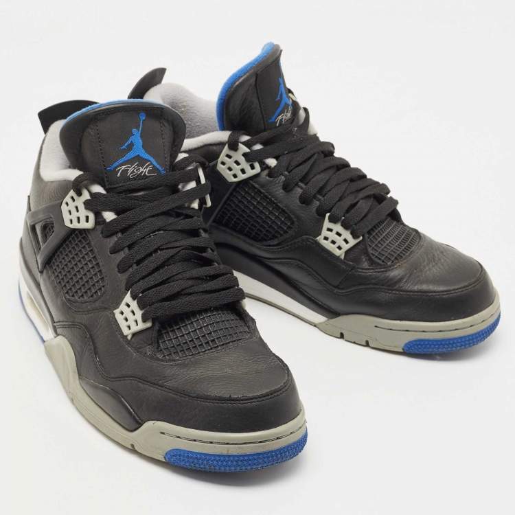 Pre Owned Air Jordans Black Leather Jordan 4 Retro Motorsports Alternate Sneakers Size 45