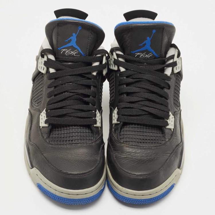Pre Owned Air Jordans Black Leather Jordan 4 Retro Motorsports Alternate Sneakers Size 45