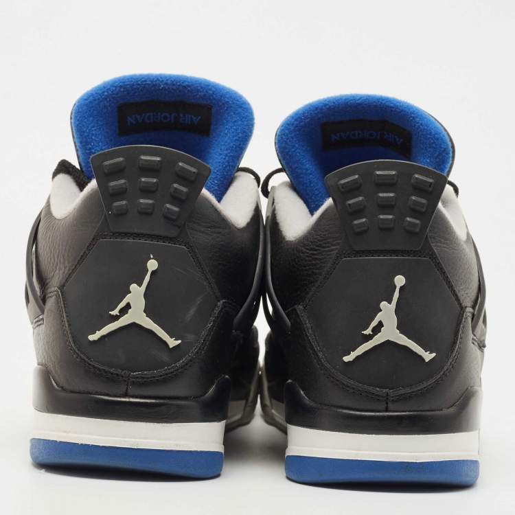 Pre Owned Air Jordans Black Leather Jordan 4 Retro Motorsports Alternate Sneakers Size 45