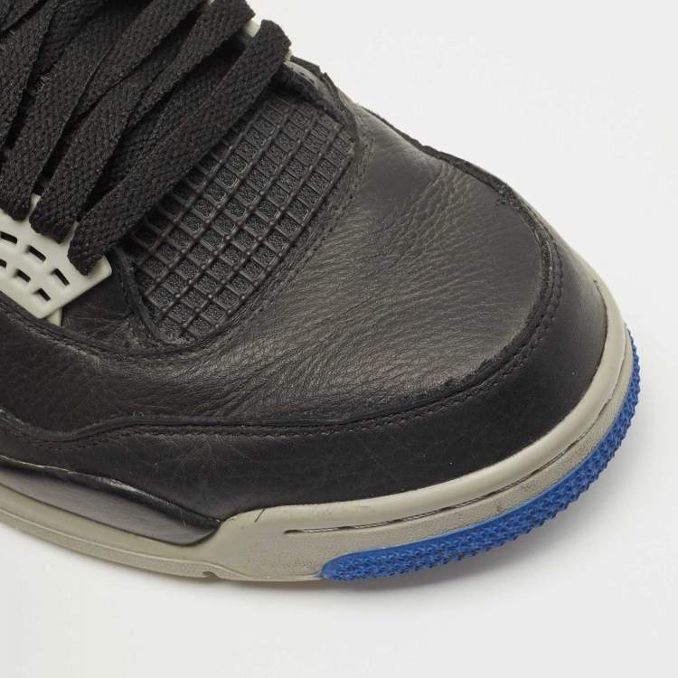 Pre Owned Air Jordans Black Leather Jordan 4 Retro Motorsports Alternate Sneakers Size 45