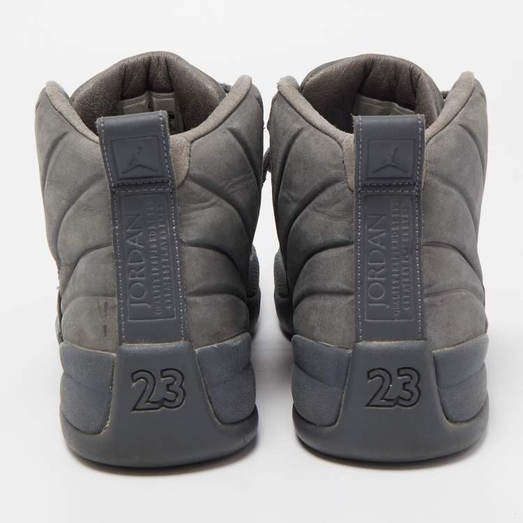 Pre Owned Air Jordans Grey Nubuck Leather High Top Sneakers Size 41