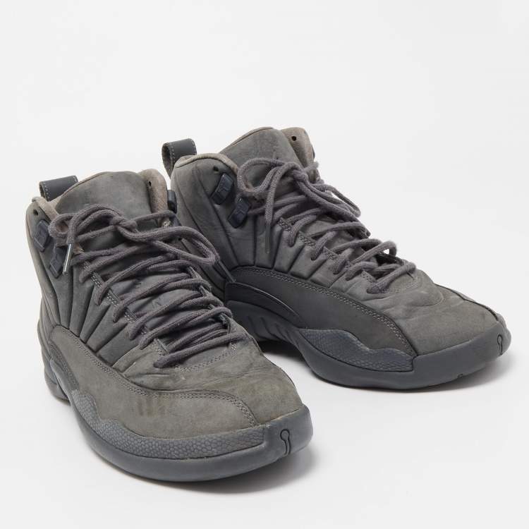 Pre Owned Air Jordans Grey Nubuck Leather High Top Sneakers Size 41