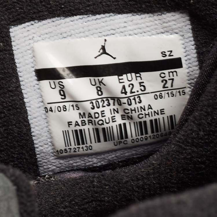 Pre Owned Air Jordan Black Nubuck Jordan-9-retro-anthracite High Top Sneakers Size 42.5