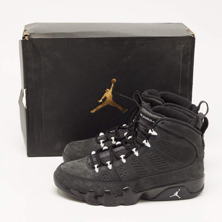 Pre Owned Air Jordan Black Nubuck Jordan-9-retro-anthracite High Top Sneakers Size 42.5