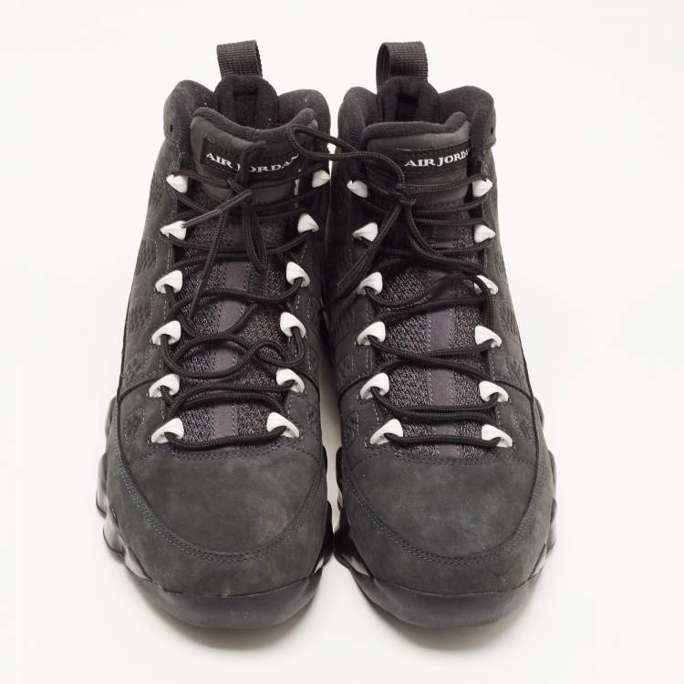 Pre Owned Air Jordan Black Nubuck Jordan-9-retro-anthracite High Top Sneakers Size 42.5