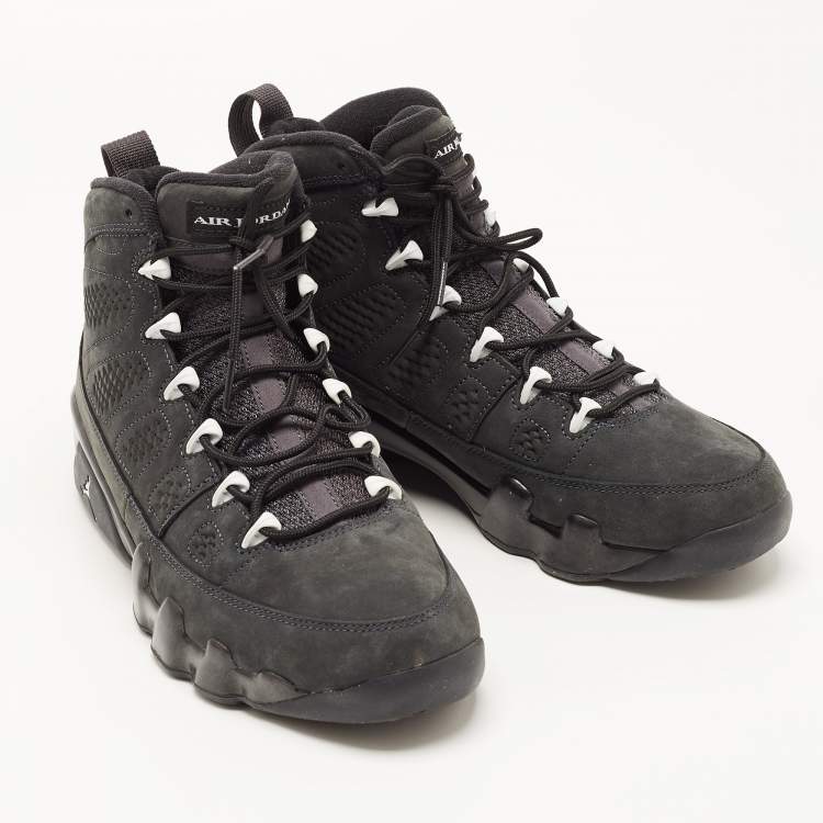 Pre Owned Air Jordan Black Nubuck Jordan-9-retro-anthracite High Top Sneakers Size 42.5