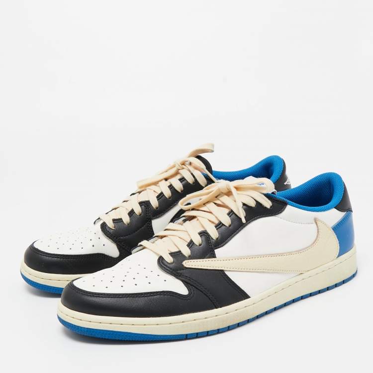 Pre Owned Air Jordans x Travis Scott Multicolor Leather Jordan 1 Low OG SP Sneakers Size 47 