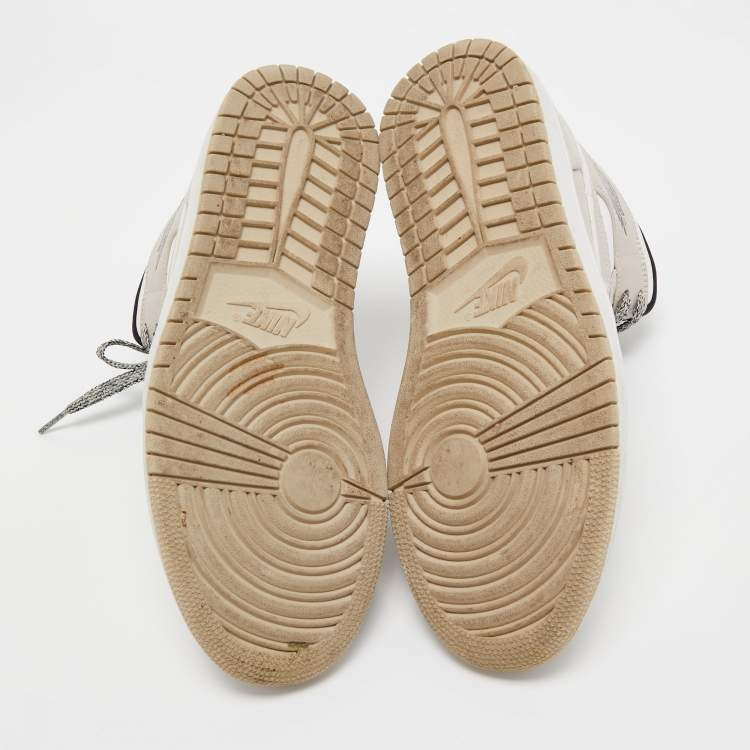مملوكة مسبقًا Air Jordans Cream Leather Jordan 1 Mid Desert Sand High Top Sneakers Size 40