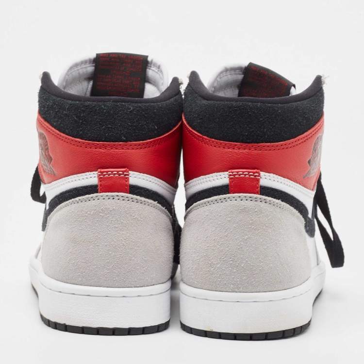 Pre Owned Air Jordans Multicolor Suede and Leather Jordan-1 Retro High Light Smoke Grey Sneakers Size 43
