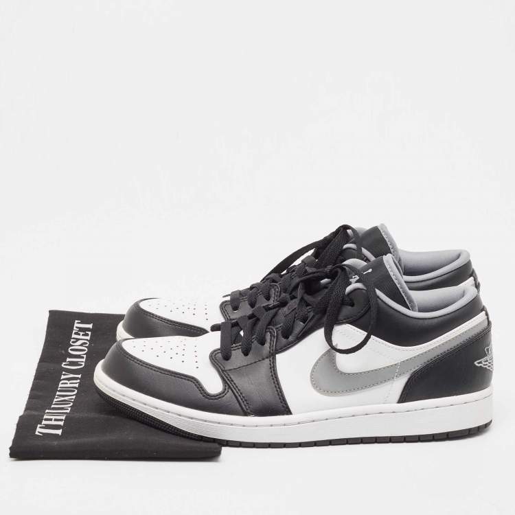 Pre Owned Air Jordans Multicolor Leather Jordan 1 Low Black -Grey Sneakers Size 44