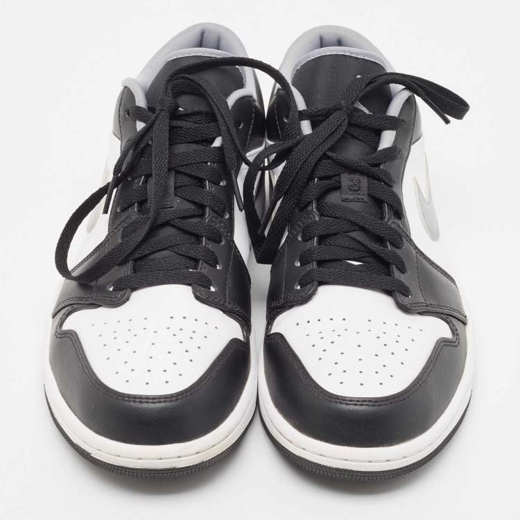 Pre Owned Air Jordans Multicolor Leather Jordan 1 Low Black -Grey Sneakers Size 44