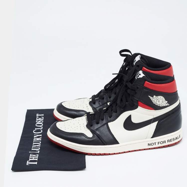 Pre Owned Air Jordans Multicolor Leather Jordan 1 Retro High Not for Resale Varsity Red Sneakers Size 46