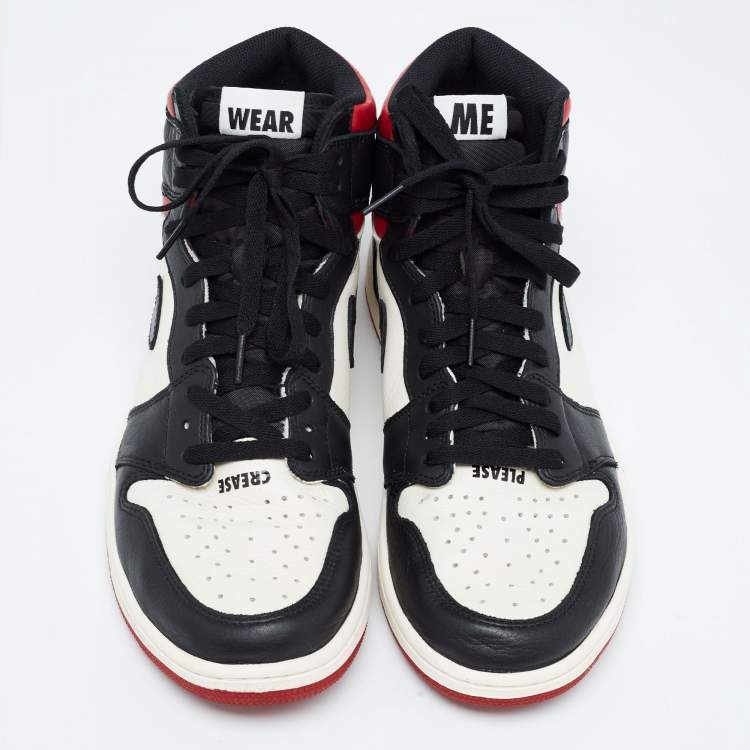 Pre Owned Air Jordans Multicolor Leather Jordan 1 Retro High Not for Resale Varsity Red Sneakers Size 46