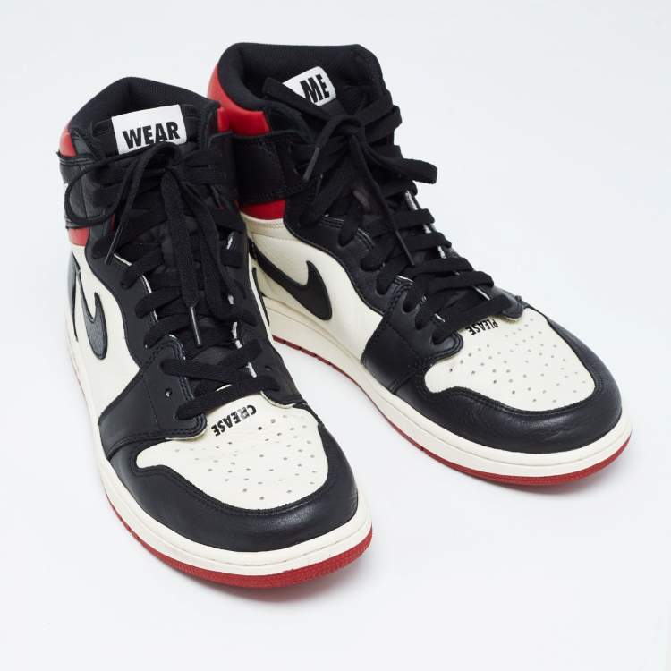Pre Owned Air Jordans Multicolor Leather Jordan 1 Retro High Not for Resale Varsity Red Sneakers Size 46