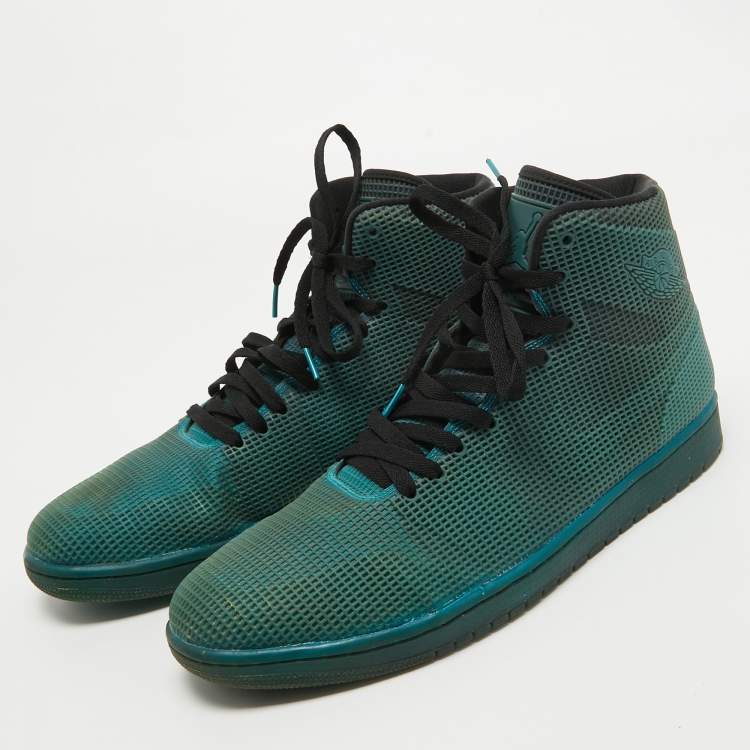 Pre Owned Air Jordans Green Rubber Jordan 1 Retro 4Lab1 Tropical Teal Sneakers Size 47.5