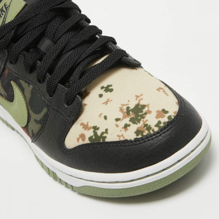 Pre Owned  Nike Multicolor Canvas and Leather Dunk Low SE Camo Sneakers Size 40.5