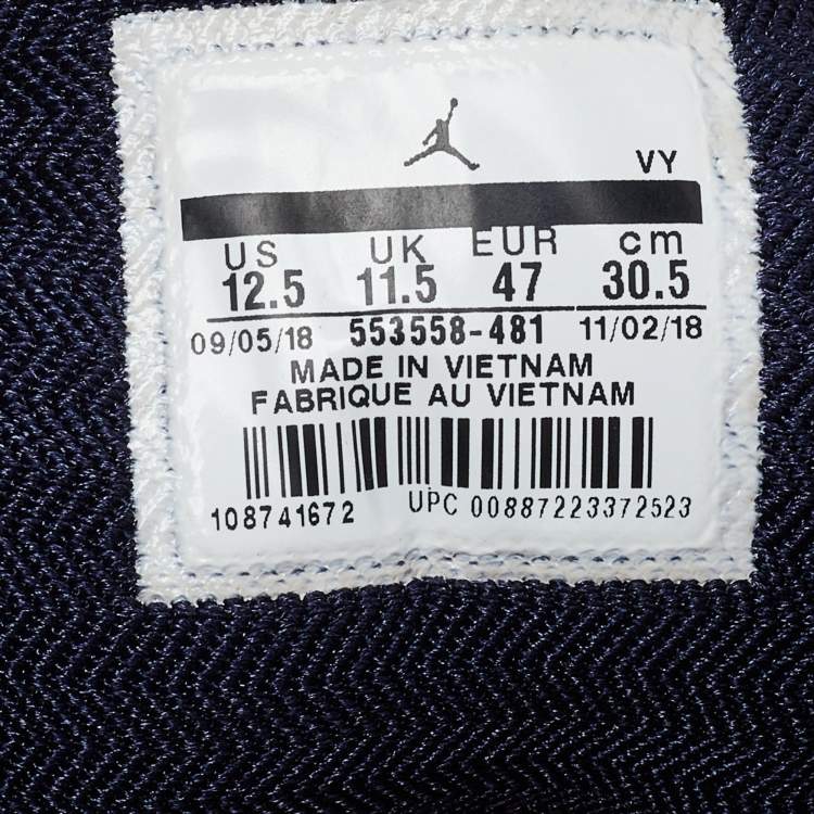 Pre Owned Nike Air Jordans Blue/White Leather Jordan 1 Low Top Sneakers Size 47