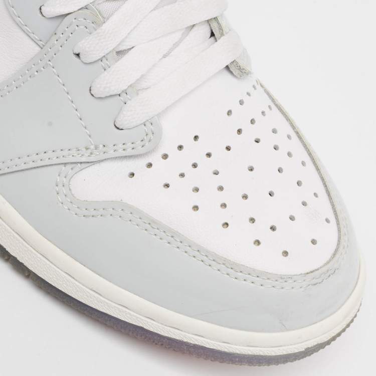 Pre Owned Air Jordans White Leather Jordan 1 Retro High Zoom White Racer Blue Sneakers Size 41