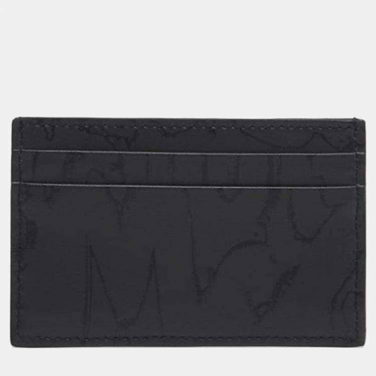 Pre Owned Alexander Mcqueen Graffiti Logo Card Holder in Black