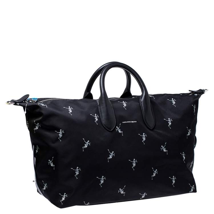 Pre Owned Alexander McQueen Dancing Skeleton Nylon Holdall Duffle Bag