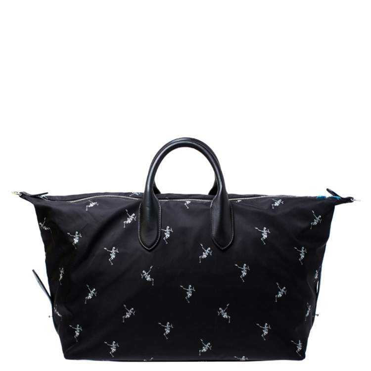 Pre Owned Alexander McQueen Dancing Skeleton Nylon Holdall Duffle Bag