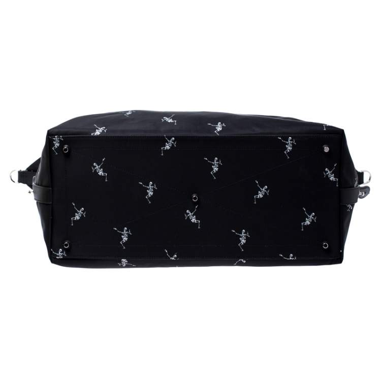 Pre Owned Alexander McQueen Dancing Skeleton Nylon Holdall Duffle Bag