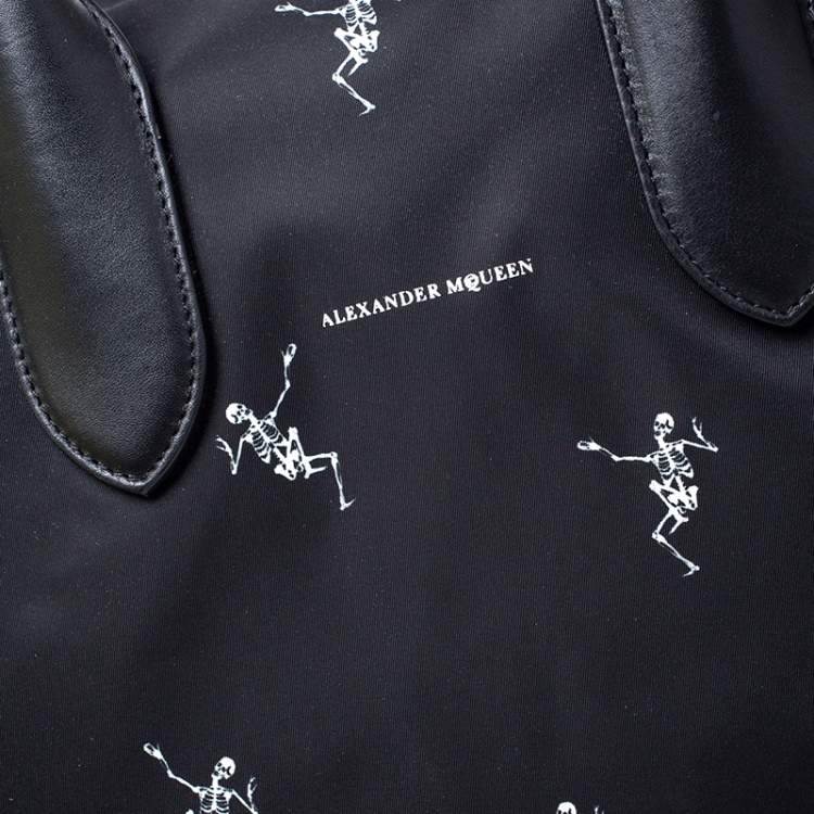 Pre Owned Alexander McQueen Dancing Skeleton Nylon Holdall Duffle Bag