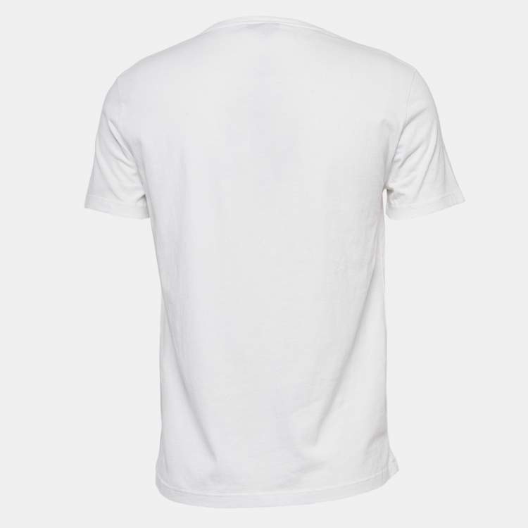 Pre Owned Alexander McQueen White Badges Skull Window Print Jersey T-Shirt M