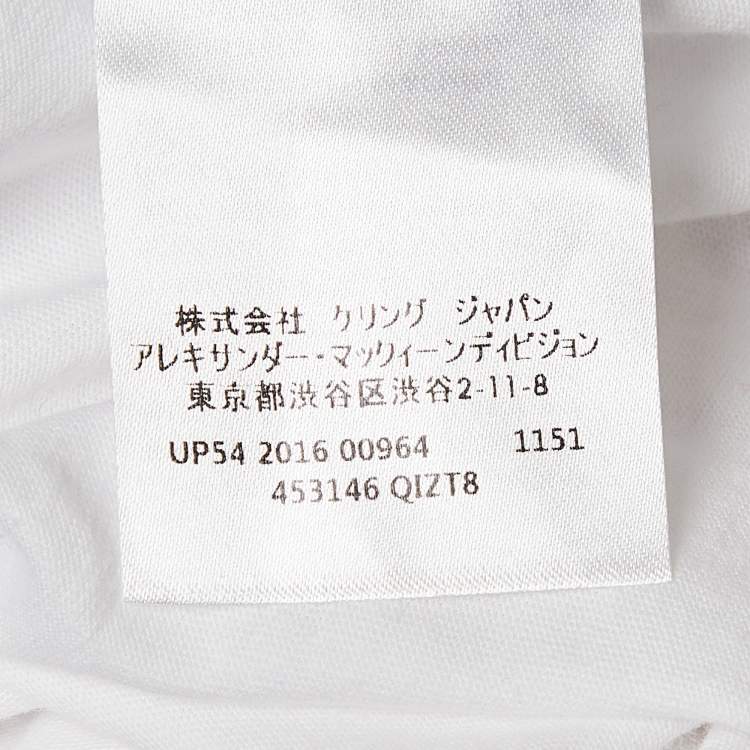 Pre Owned Alexander McQueen White Badges Skull Window Print Jersey T-Shirt M