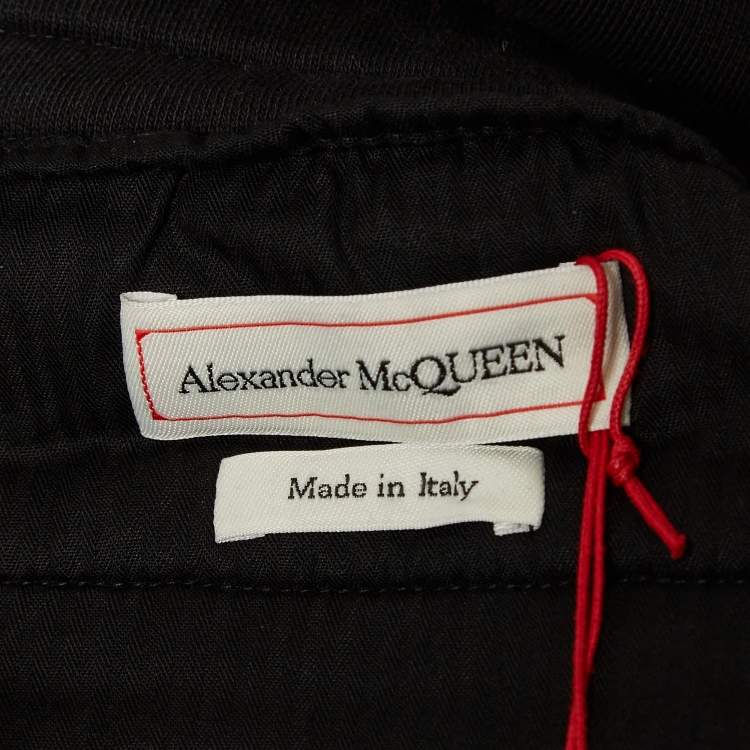 Pre Owned Alexander McQueen Black Embroidered Rib Knit Joggers S