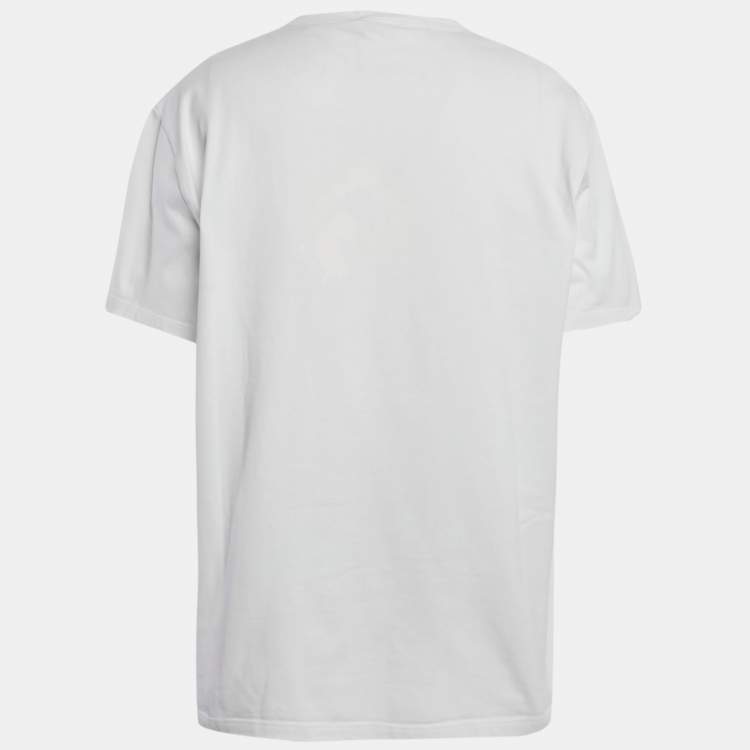 Pre Owned Alexander McQueen White Skeleton Embroidery and Logo Print Cotton T-Shirt XL