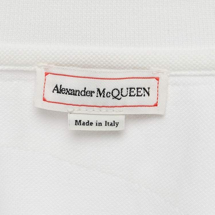 Pre Owned Alexander McQueen White Cotton Pique Polo T-Shirt M