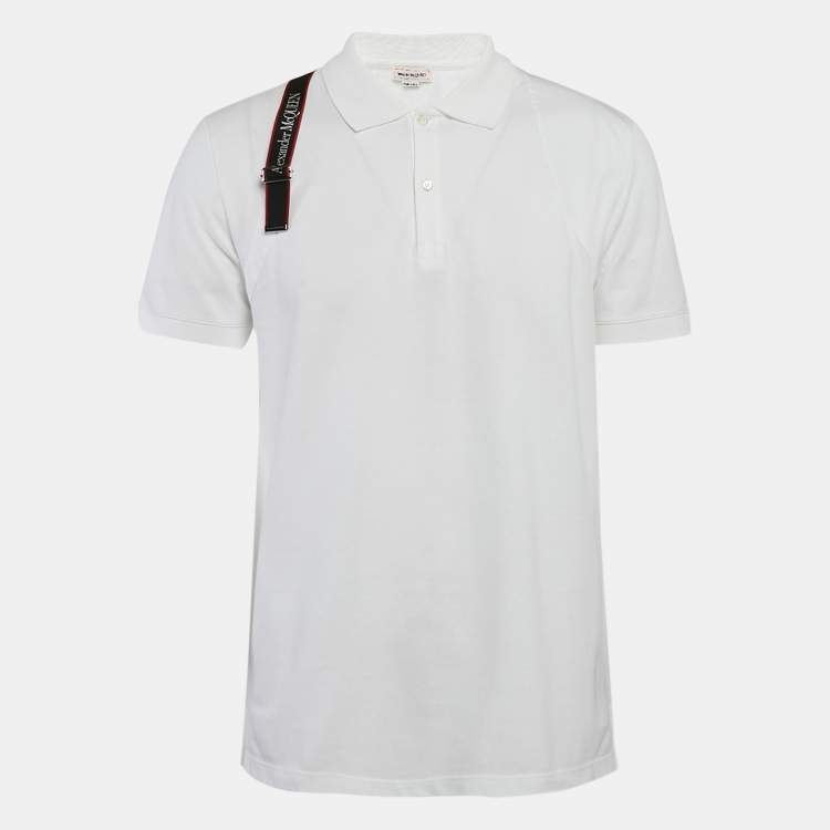 Pre Owned Alexander McQueen White Cotton Pique Polo T-Shirt M
