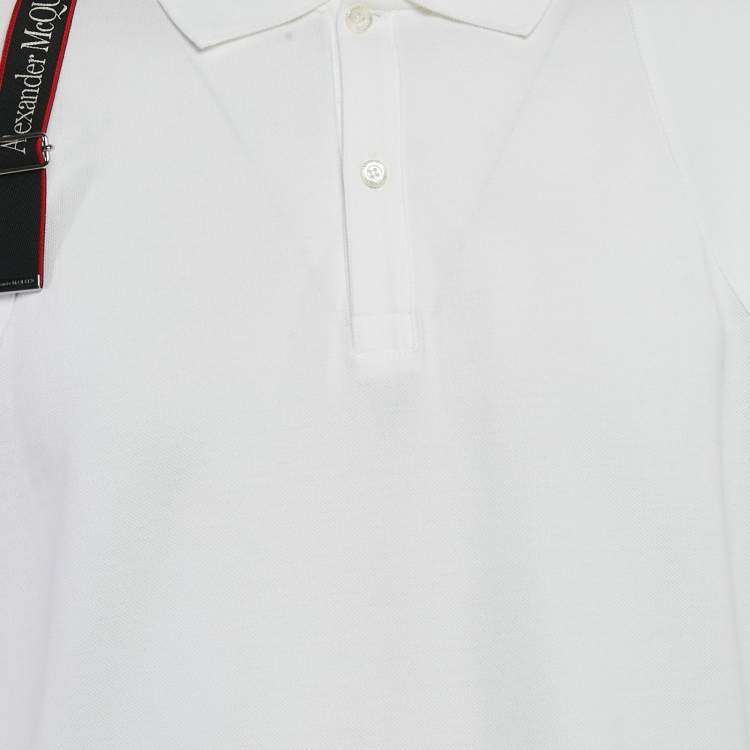 Pre Owned Alexander McQueen White Cotton Pique Polo T-Shirt M
