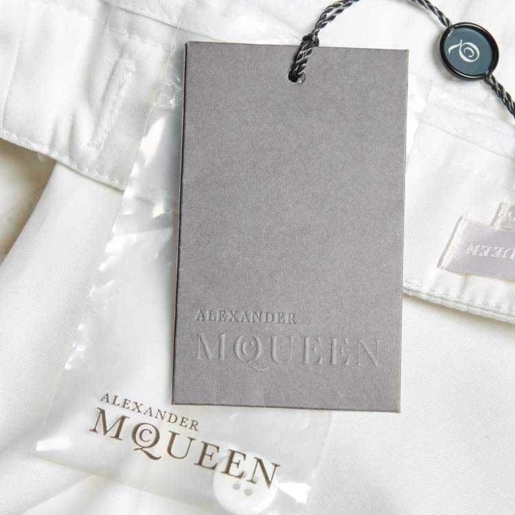 Pre Owned Alexander McQueen White Cotton Bermuda Shorts L